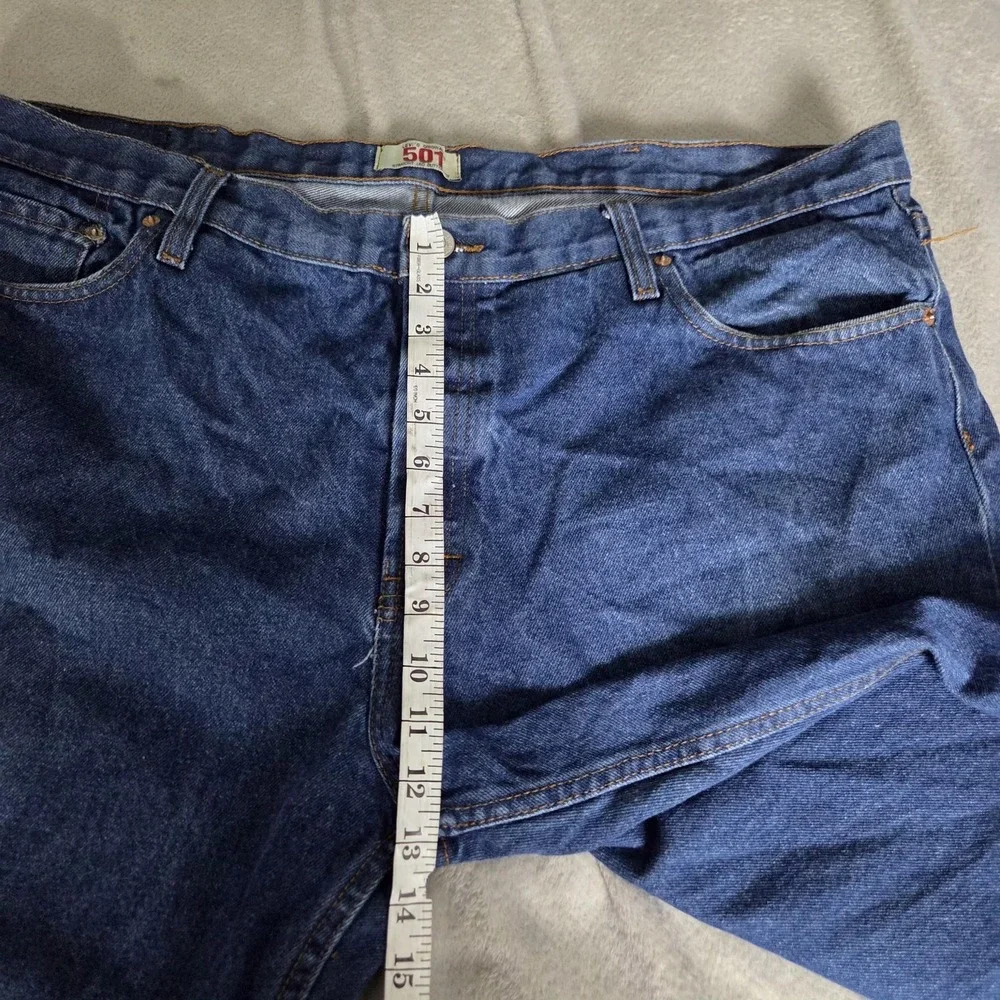 Levis 501 Jeans Mens 42X27 Blue Med Wash Straight Leg Denim Button Fly Red Tab